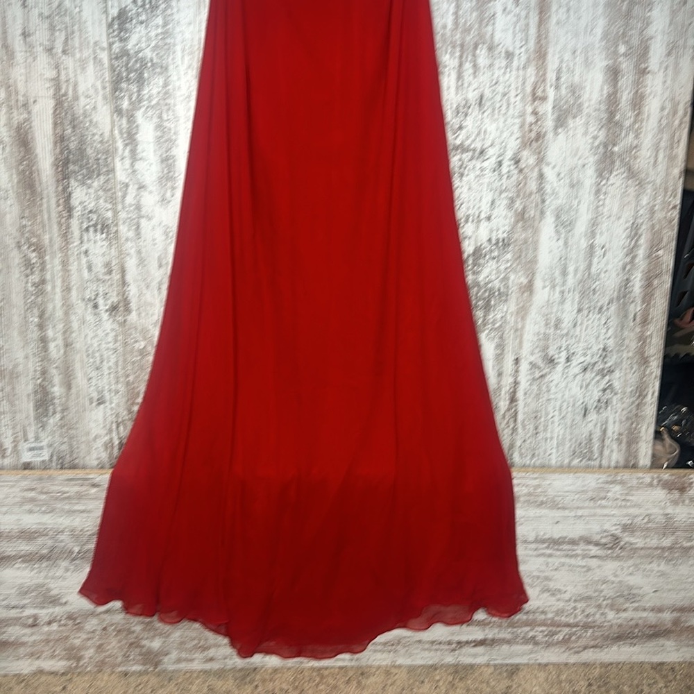Halston Lizza Chiffon Halter Silk Gown Red Size 14 NWT - Picture 11 of 13